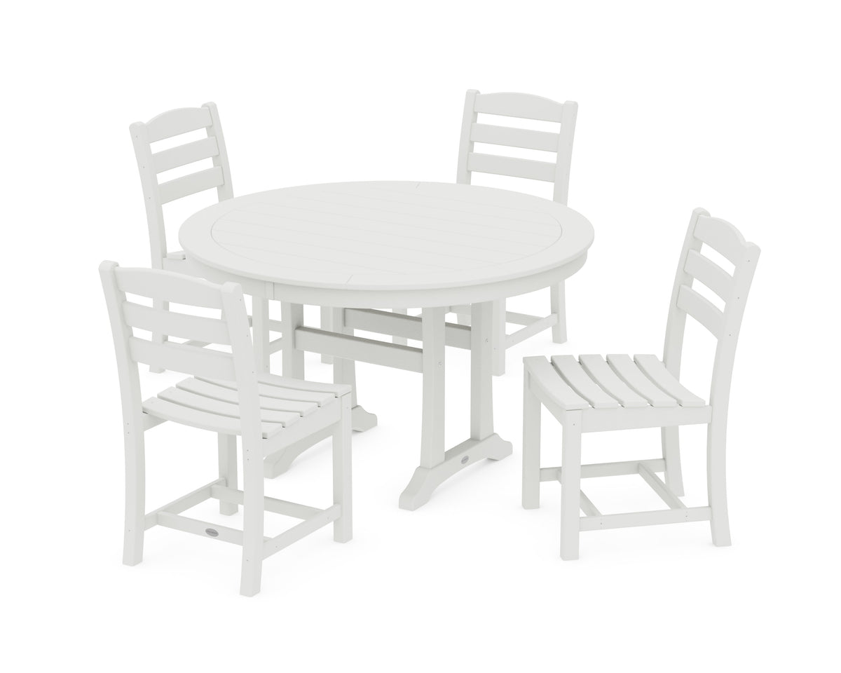 POLYWOOD La Casa Café 5-Piece Side Chair Dining Set - 48" Table in Vintage White