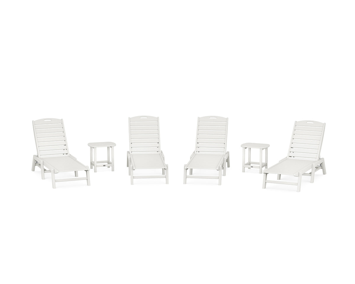 POLYWOOD Nautical Chaise 6-Piece Set in Vintage White