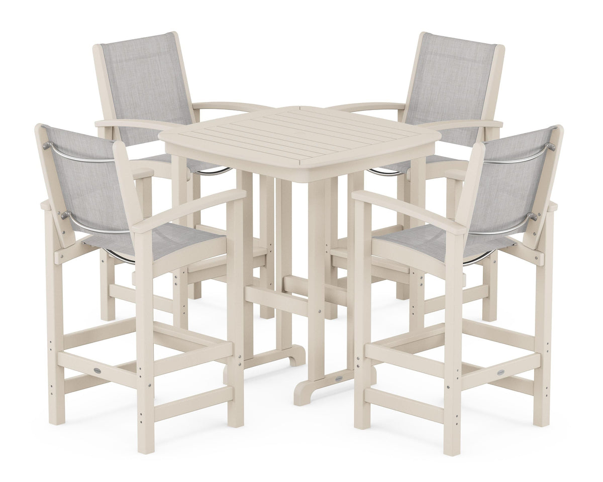 POLYWOOD Coastal 5-Piece Bar Set in Sand / Parchment