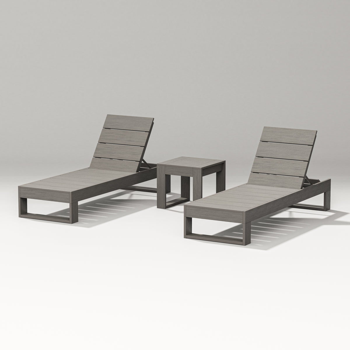 POLYWOOD PW Designer Series Latitude 3-Piece Lounge Chaise Set in Driftwood