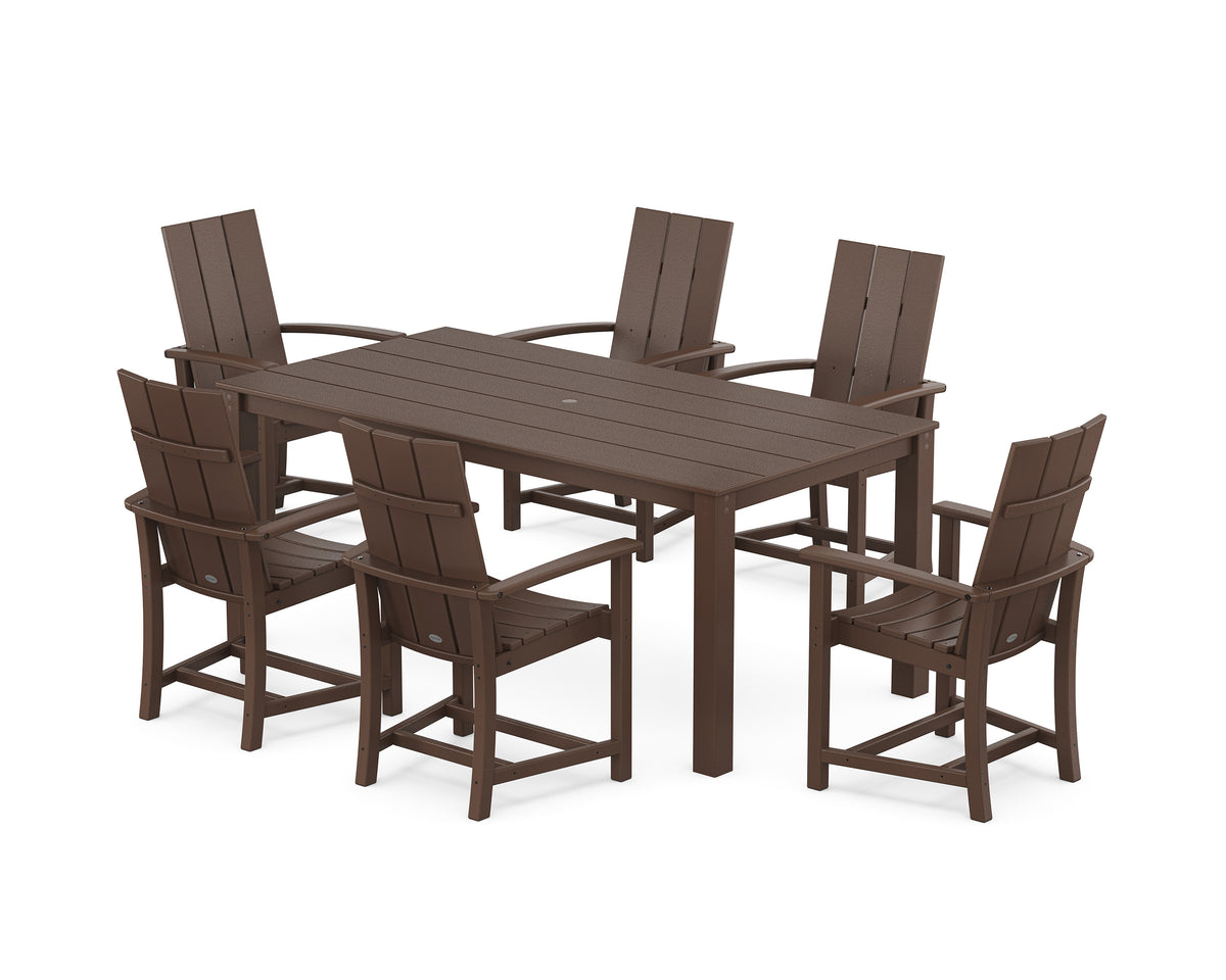 POLYWOOD Modern Adirondack 7-Piece Parsons Dining Set in Mahogany