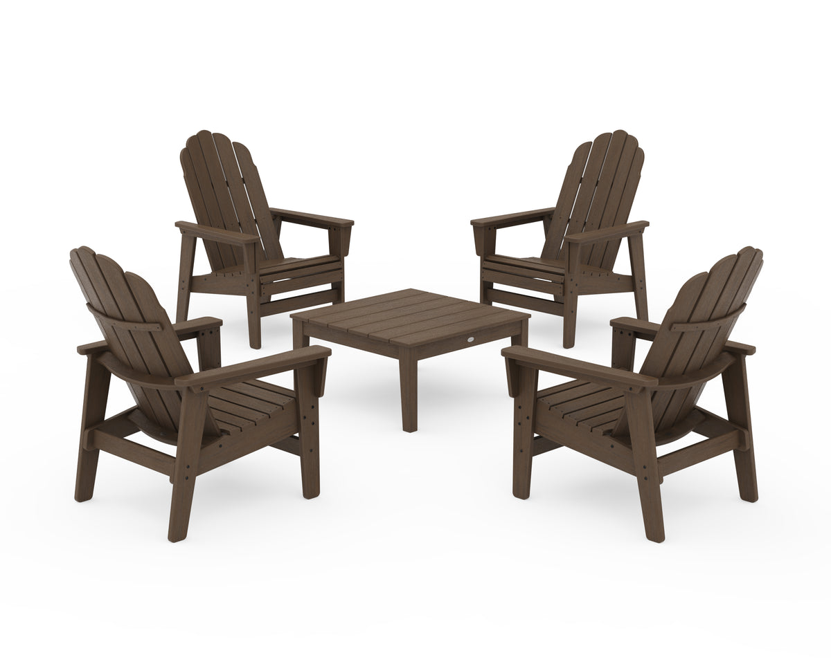 POLYWOOD 5-Piece Vineyard Grand Upright Adirondack Chair Conversation Group in Kona