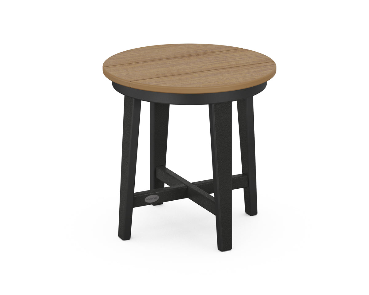 POLYWOOD Newport 19" Round End Table in Black / Natural