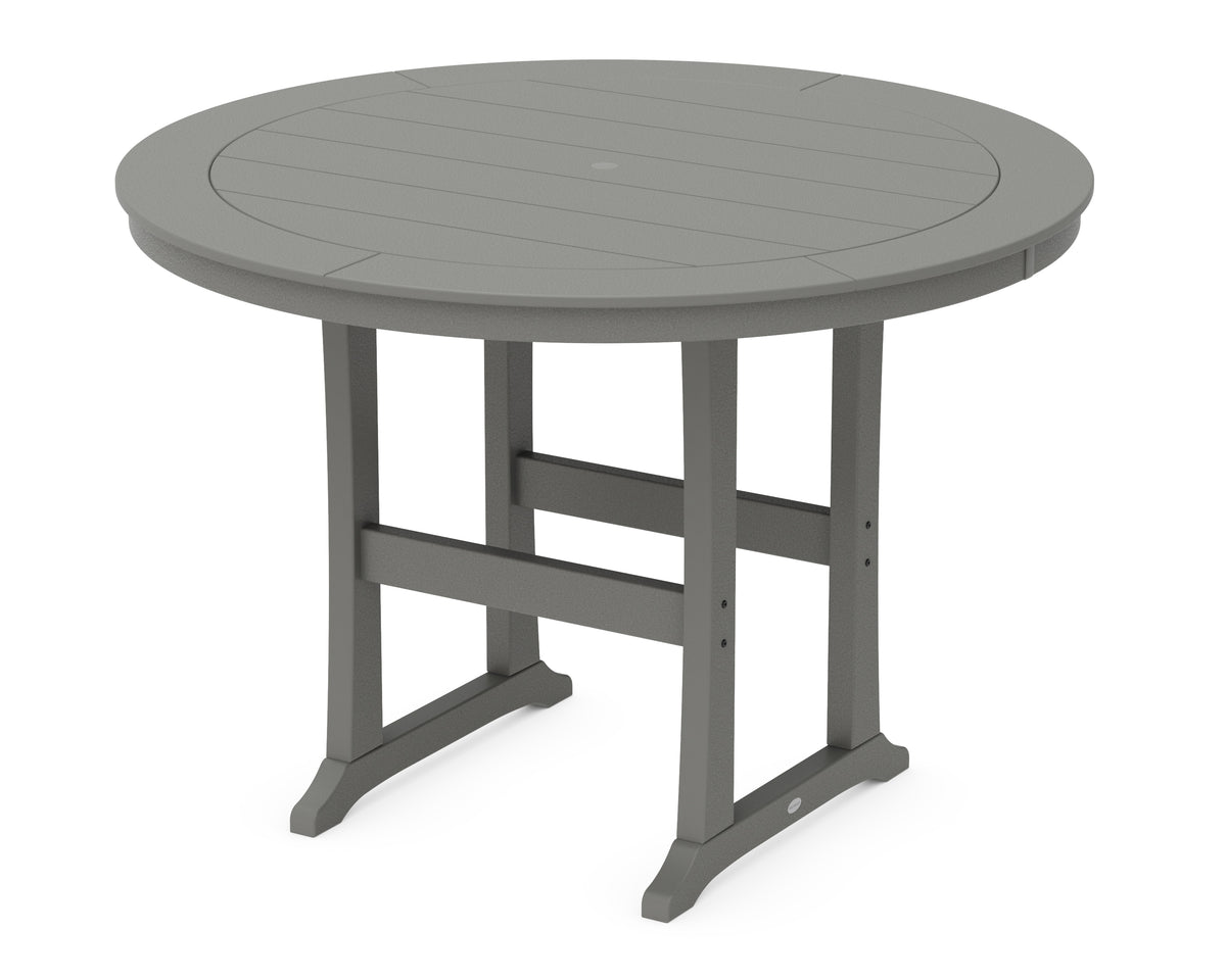 POLYWOOD Nautical Trestle 60" Round Bar Table in Slate Grey