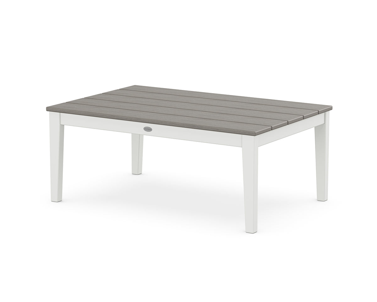 POLYWOOD Newport 28" x 42" Coffee Table in White / Driftwood