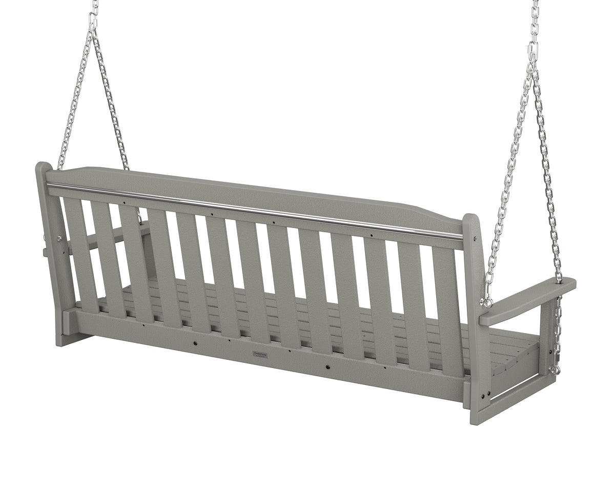 Angled view of the POLYWOOD Country Living 60" Swing in Slate Grey