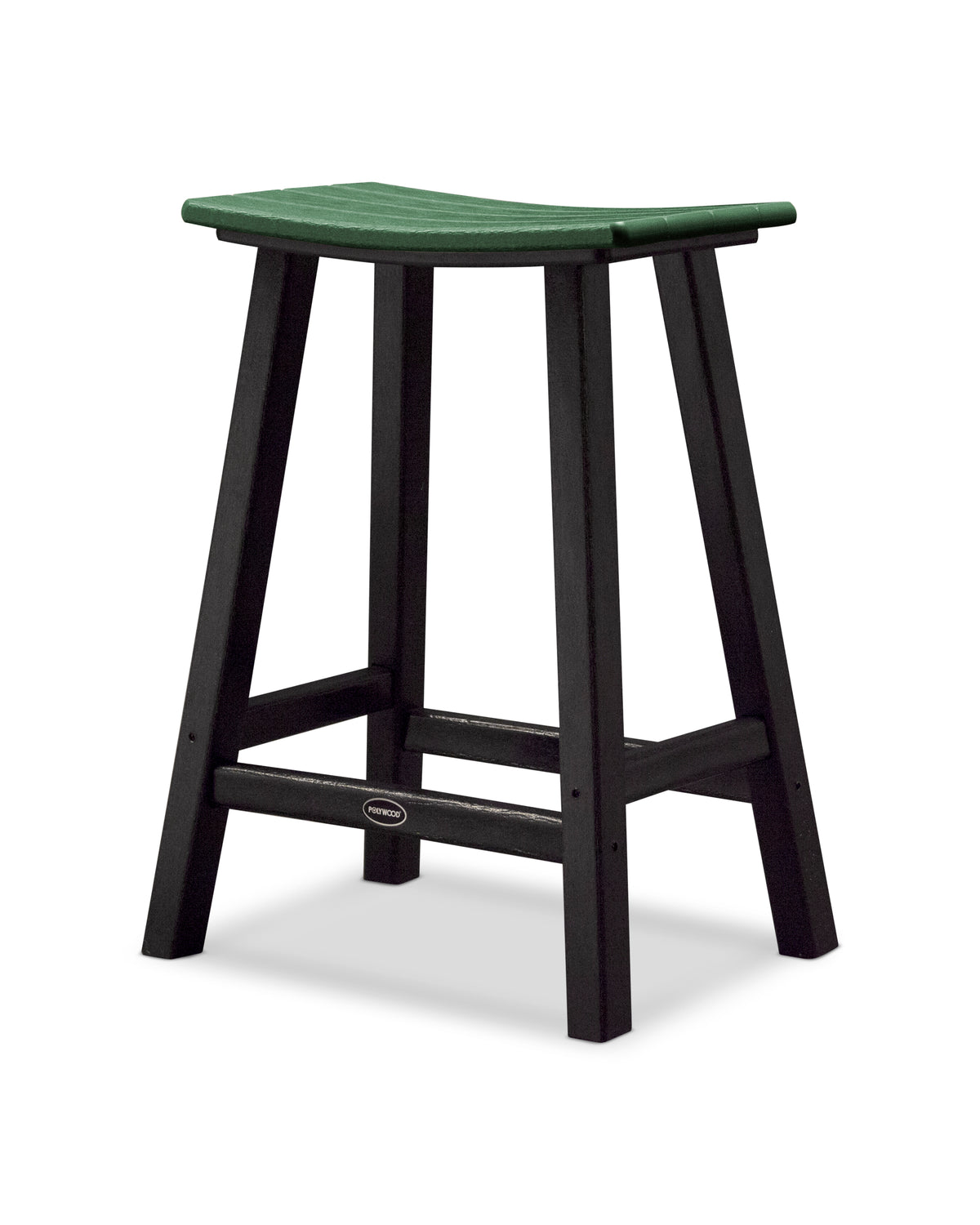 POLYWOOD Contempo 24" Saddle Counter Stool in Black / Green
