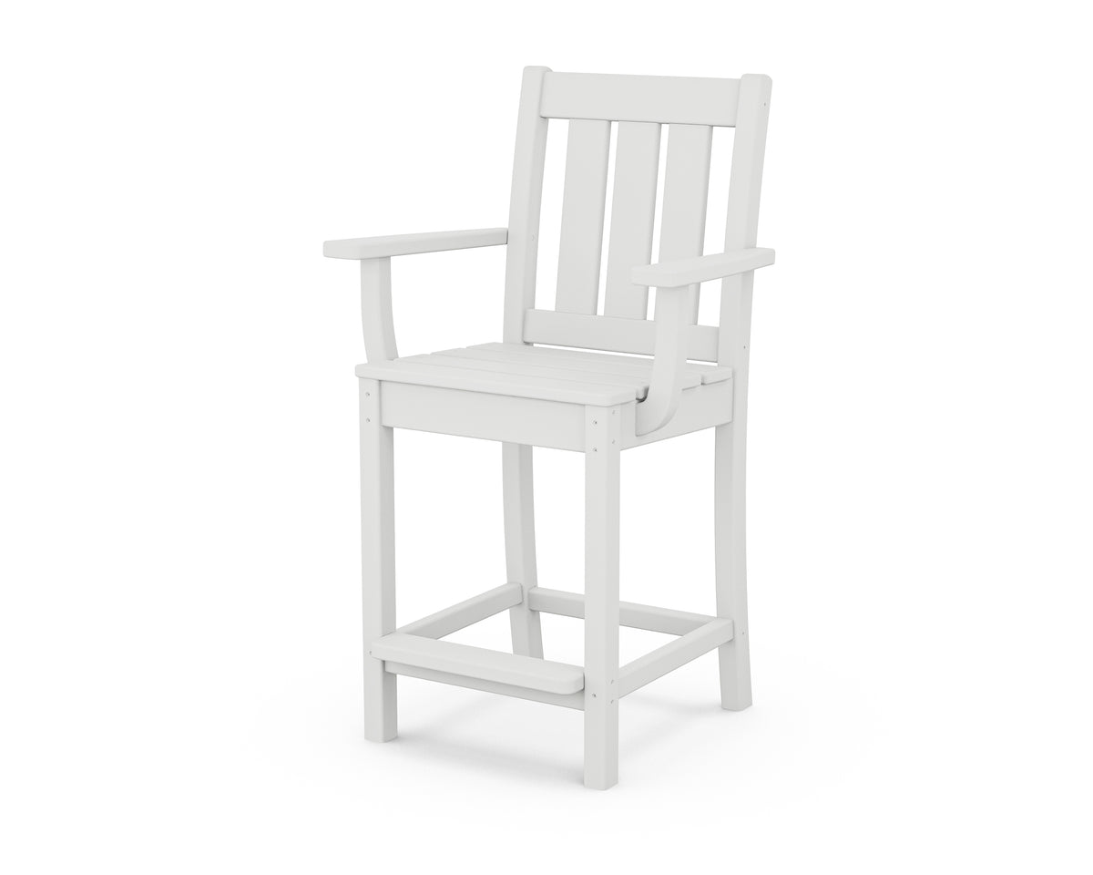 POLYWOOD Oxford Counter Arm Chair in White