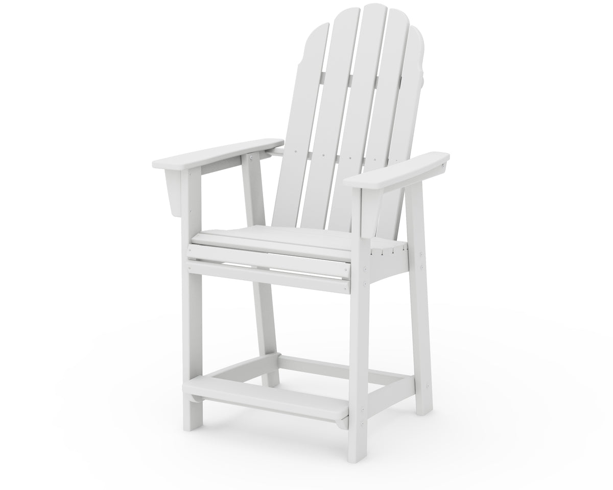 POLYWOOD Vineyard Curveback Adirondack Counter Chair in White