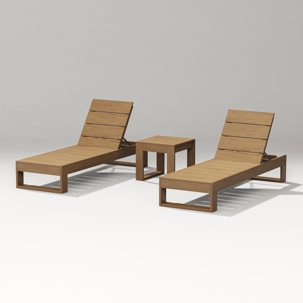POLYWOOD PW Designer Series Latitude 3-Piece Lounge Chaise Set in Natural