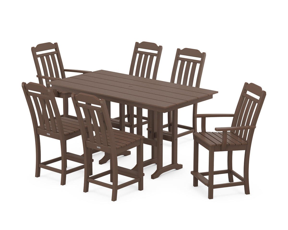 POLYWOOD Country Living Cottage 7-Piece Farmhouse Counter Set in Mahogany