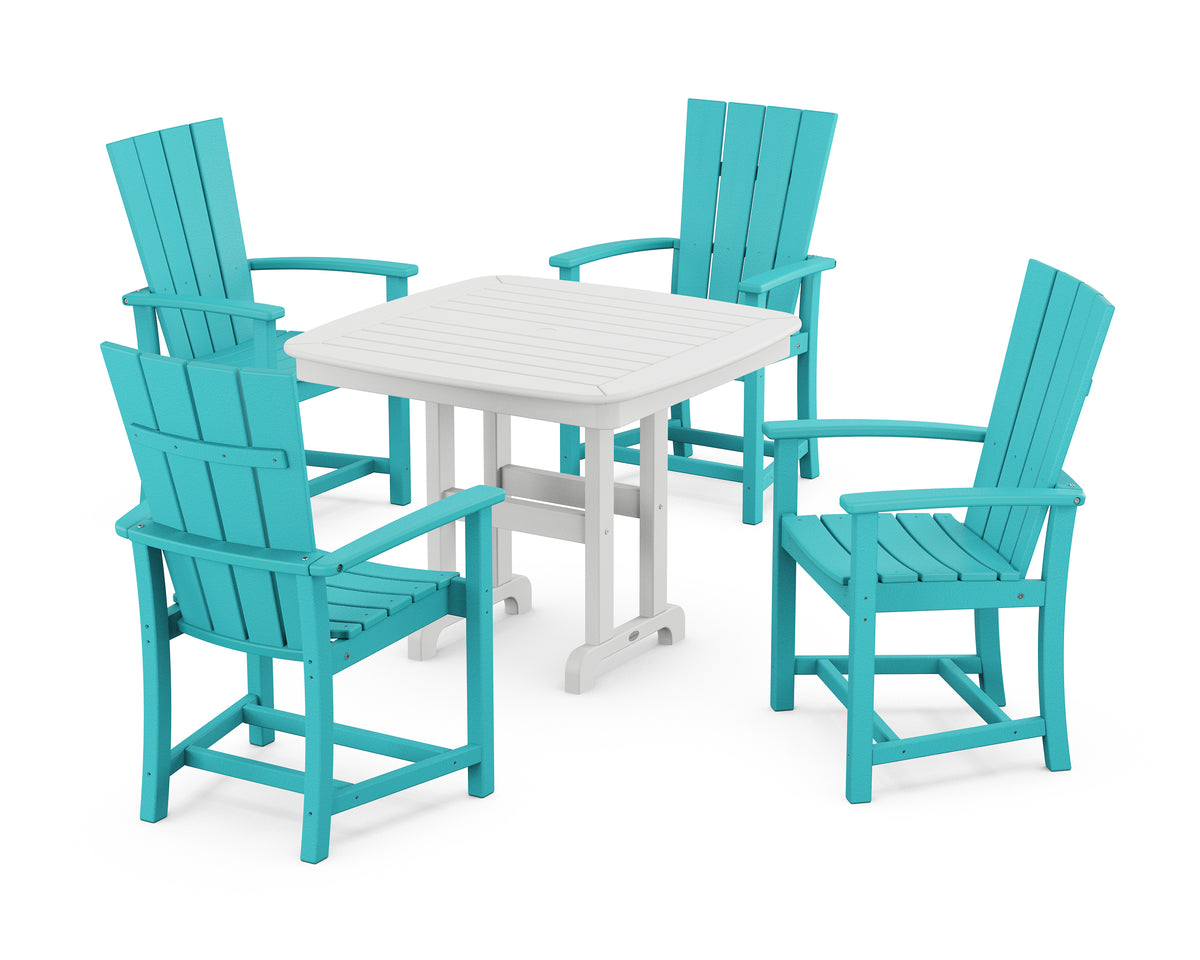 POLYWOOD Quattro 5-Piece Dining Set in Aruba / White