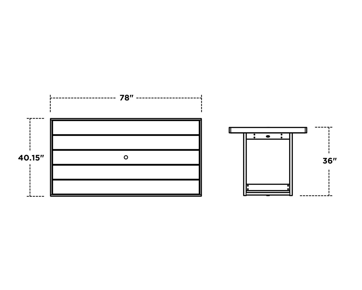 POLYWOOD EDGE 40" x 78" Counter Table dimensions
