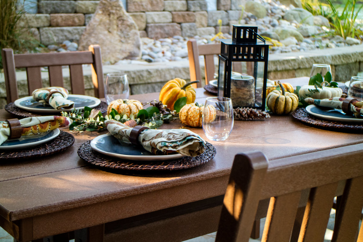 Detail photo of the POLYWOOD Traditional Garden Dining Arm Chair in Teak
