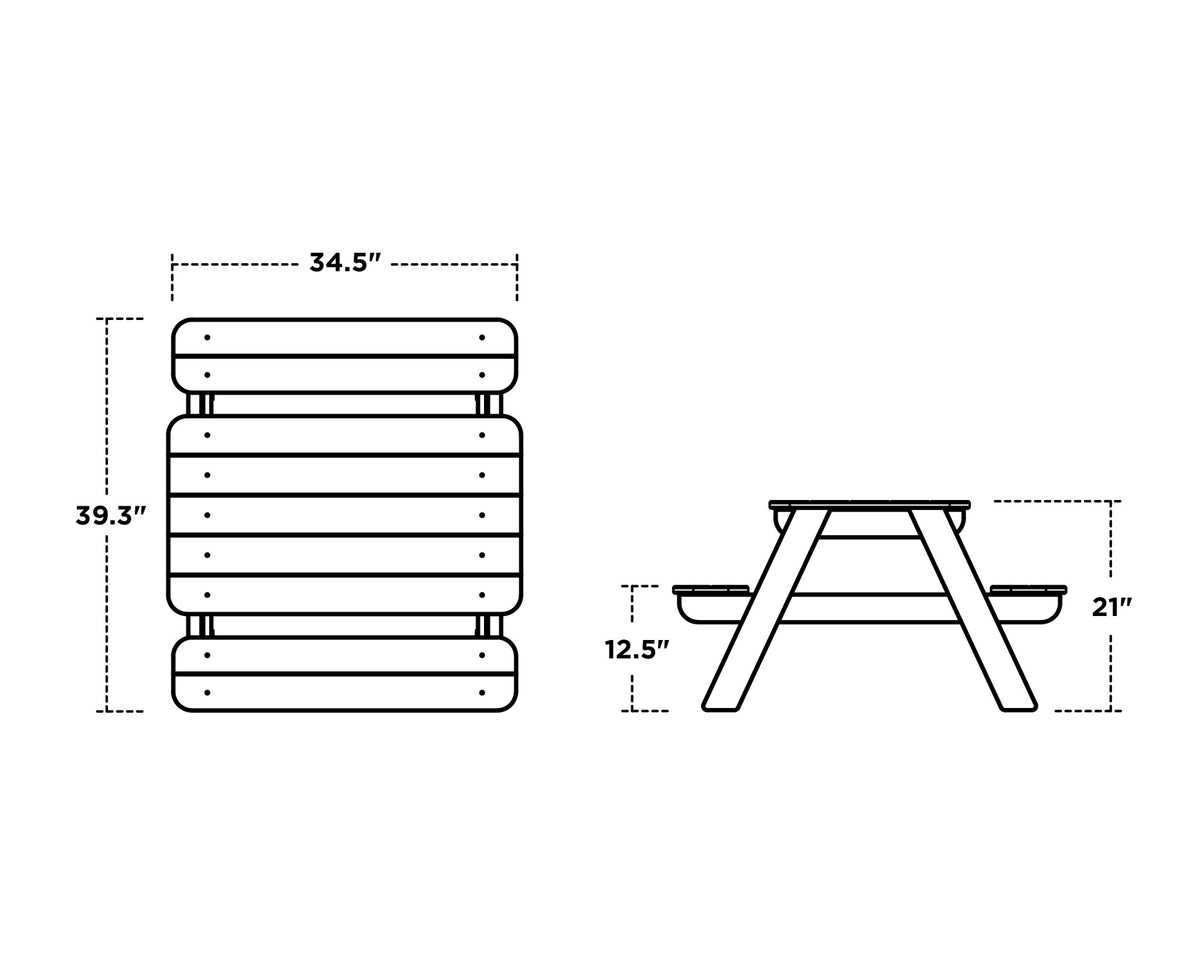 POLYWOOD Kids Outdoor Picnic Table dimensions