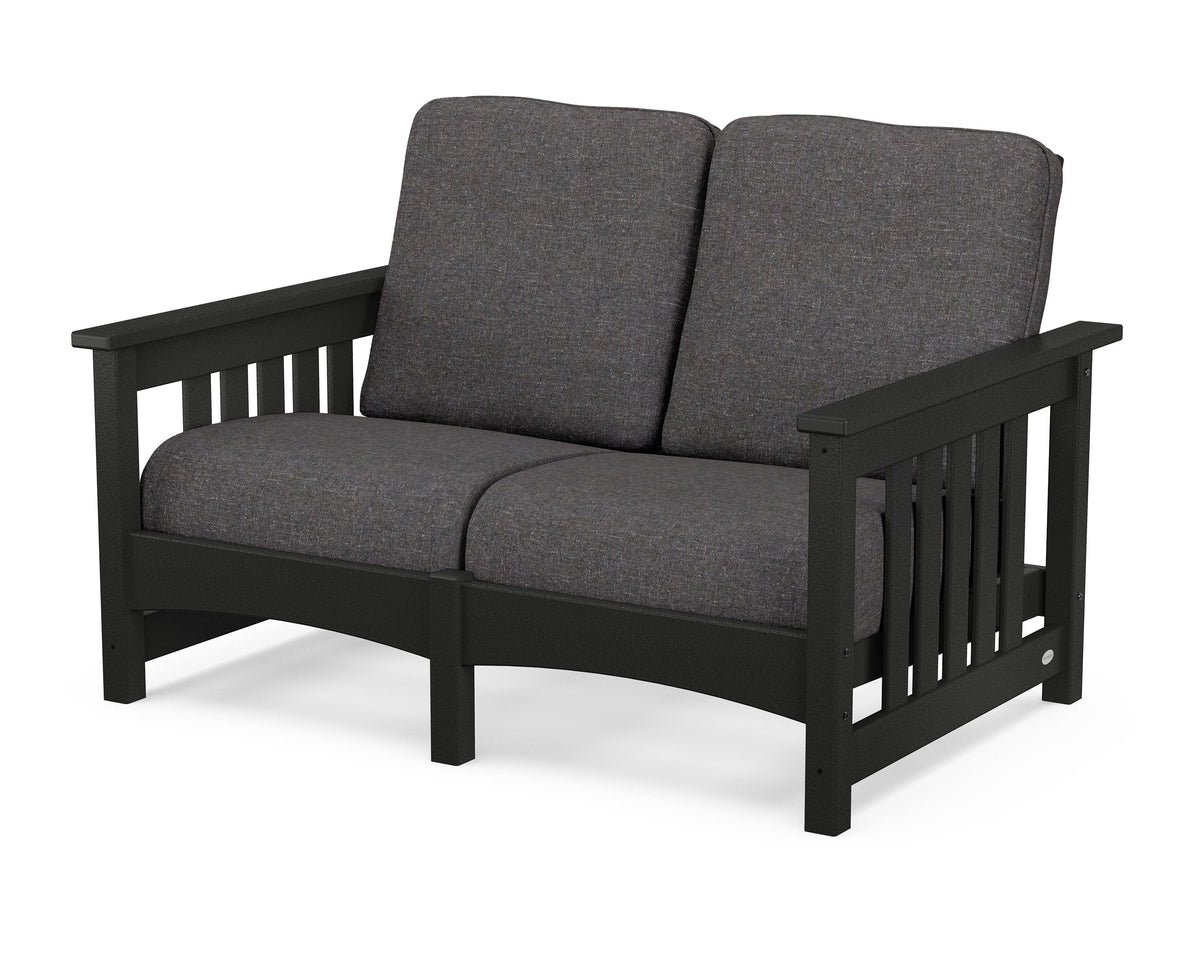 POLYWOOD Club Mission Loveseat in Black / Ash Charcoal