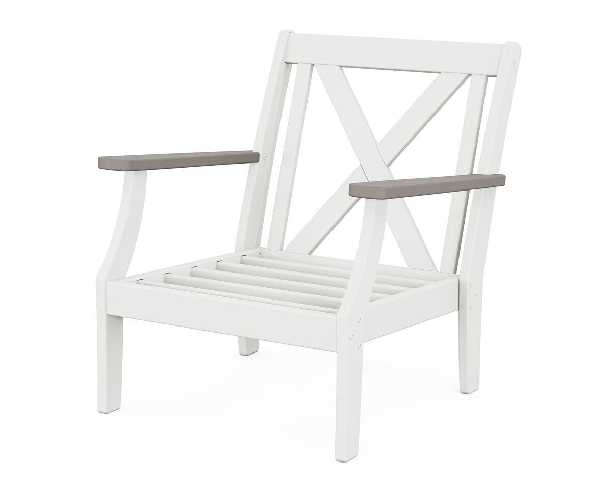POLYWOOD Braxton Deep Seating Chair Frame in White / Driftwood
