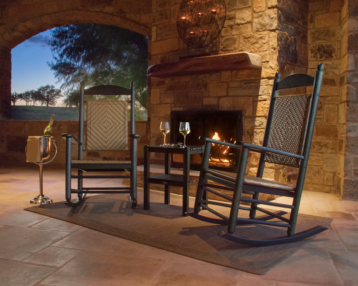 POLYWOOD Jefferson 3-Piece Woven Rocker Set in an outdoor setting