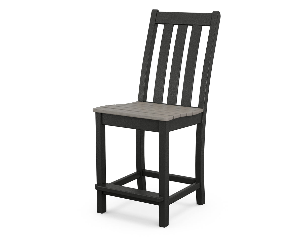 POLYWOOD Vineyard Counter Side Chair in Black / Driftwood