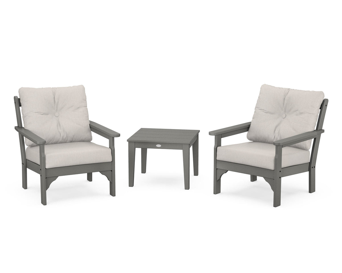 POLYWOOD Vineyard 3-Piece Deep Seating Set in Slate Grey / Cast Ash