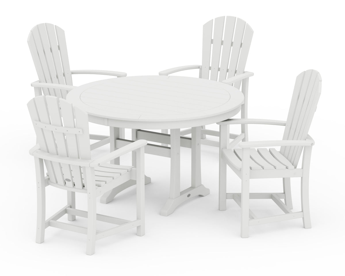 POLYWOOD Palm Coast 5-Piece Round Dining Set in White