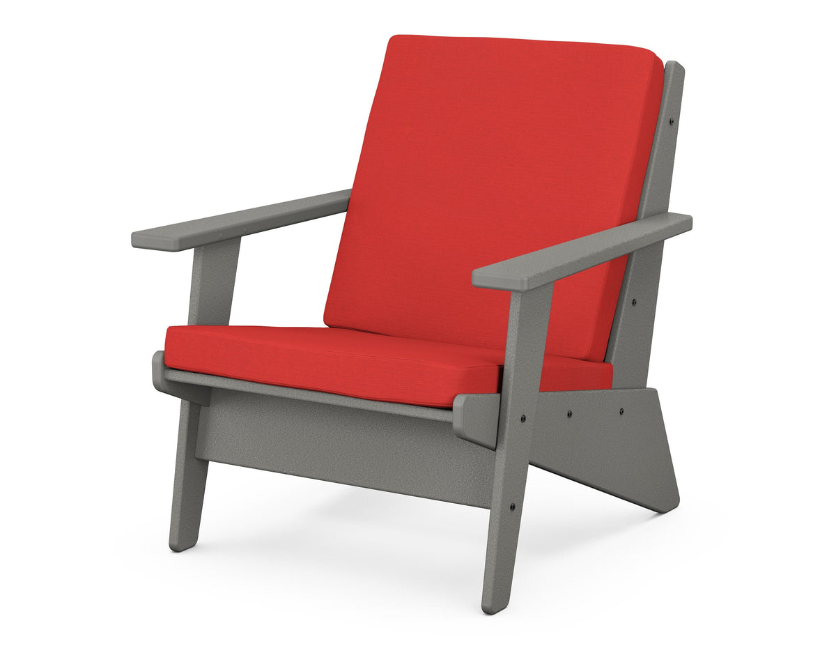 POLYWOOD Riviera Modern Lounge Chair in Slate Grey / Crimson Linen