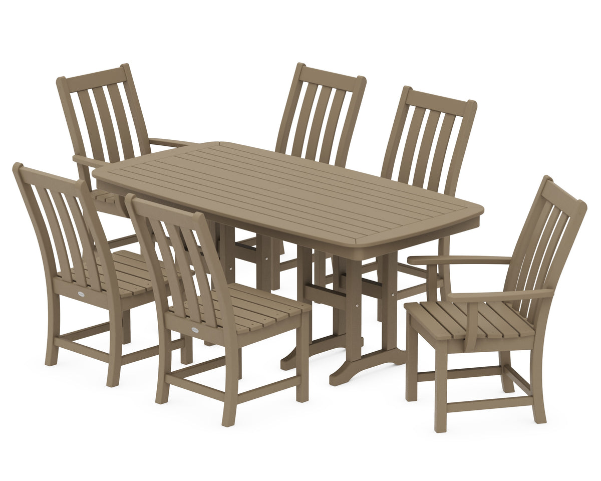 POLYWOOD Vineyard 7-Piece Dining Set - 37" x 72" Table in Vintage Sahara