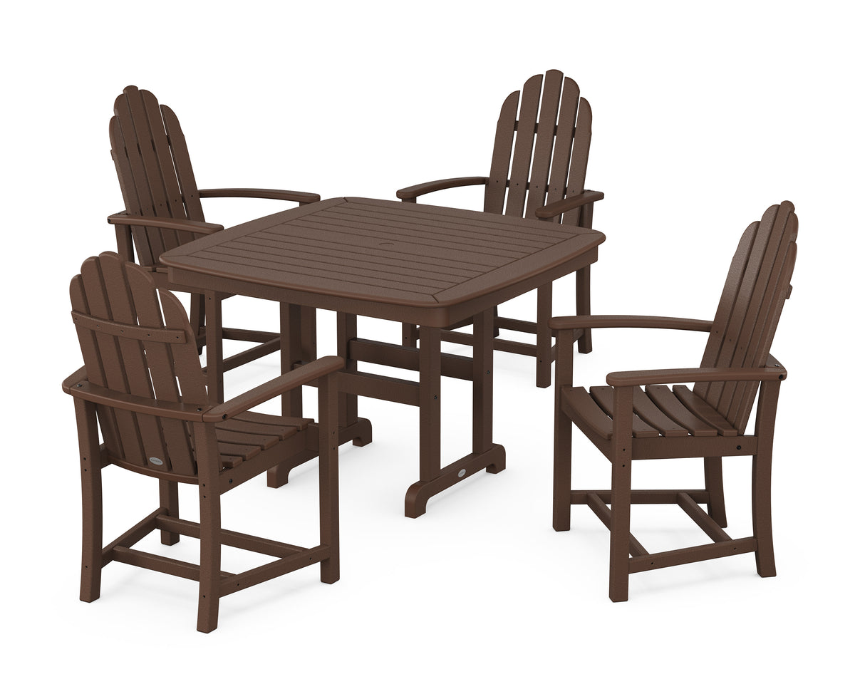 POLYWOOD Classic Adirondack 5-Piece Dining Set with Trestle Legs - 44" Table in Mahogany