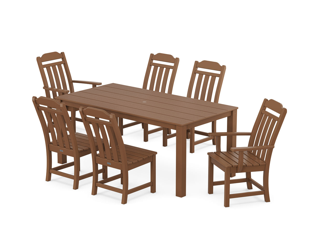 POLYWOOD Cottage 7-Piece Parsons Dining Set in Teak