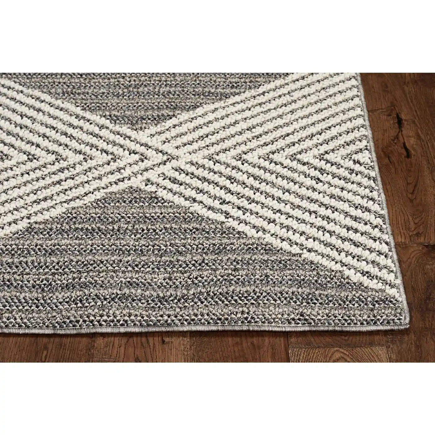 KAS Rugs Outdoor Rugs Terrace Grey/Ivory Diamonds Indoor/Outdoor Rug