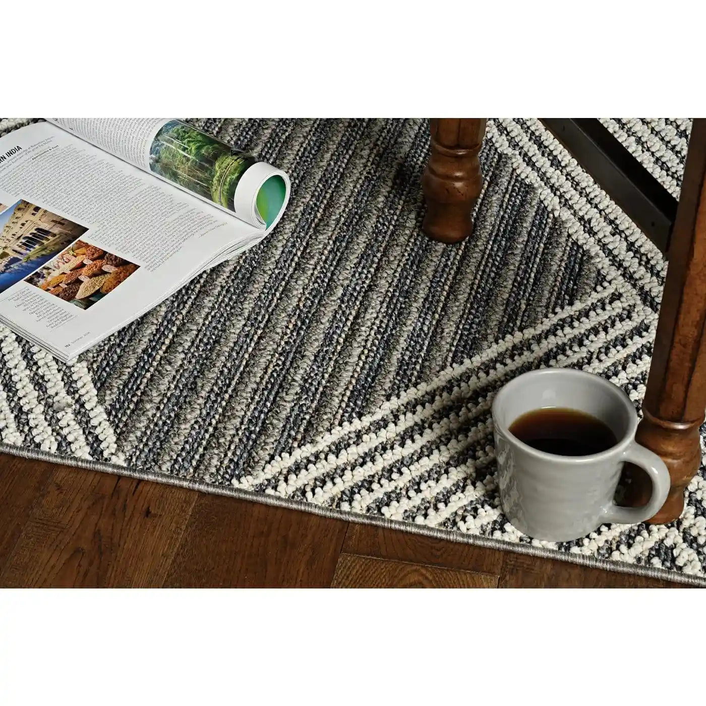 KAS Rugs Outdoor Rugs Terrace Grey/Ivory Diamonds Indoor/Outdoor Rug