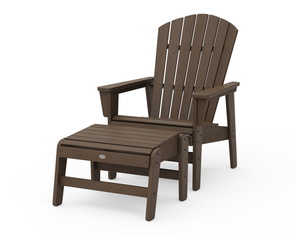 POLYWOOD Nautical Grand Upright Adirondack Chair with Ottoman in Kona
