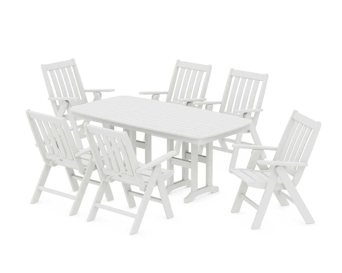 POLYWOOD Vineyard Folding Chair 7-Piece Dining Set in Vintage White
