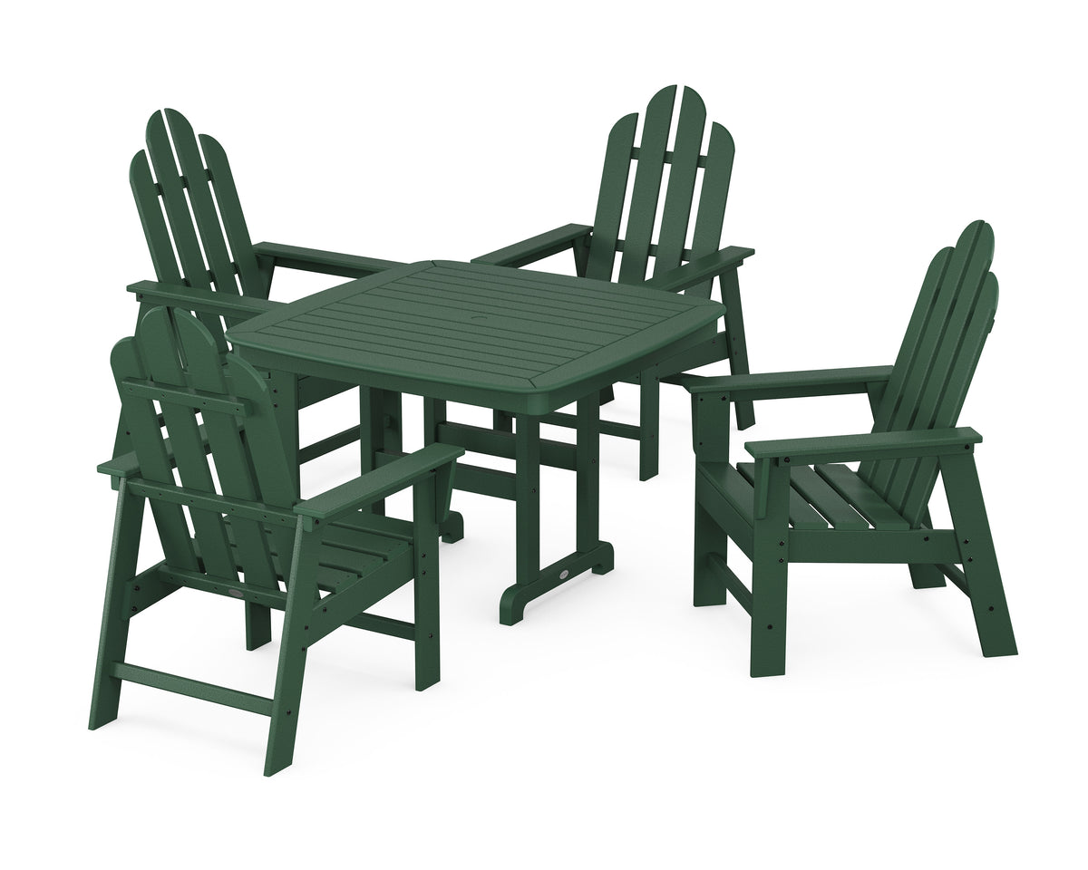 POLYWOOD Long Island 5-Piece Dining Set with Trestle Legs - 44" Table in Green