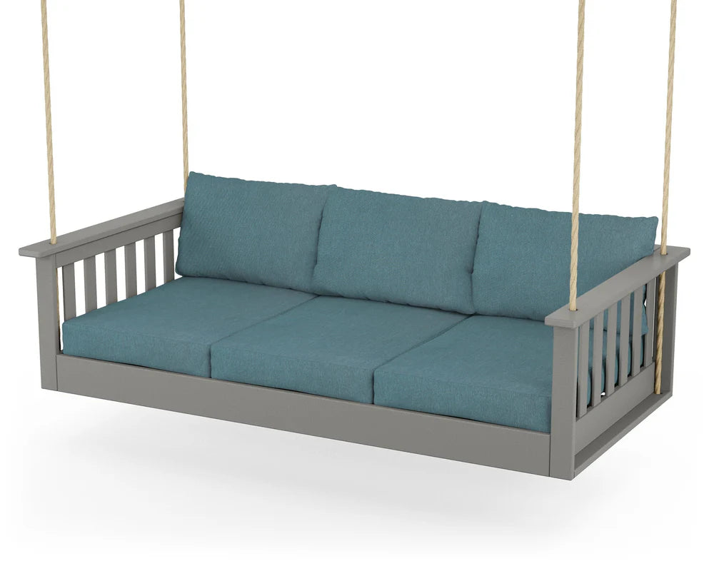 POLYWOOD Vineyard Daybed Swing in Slate Grey / Ocean Teal