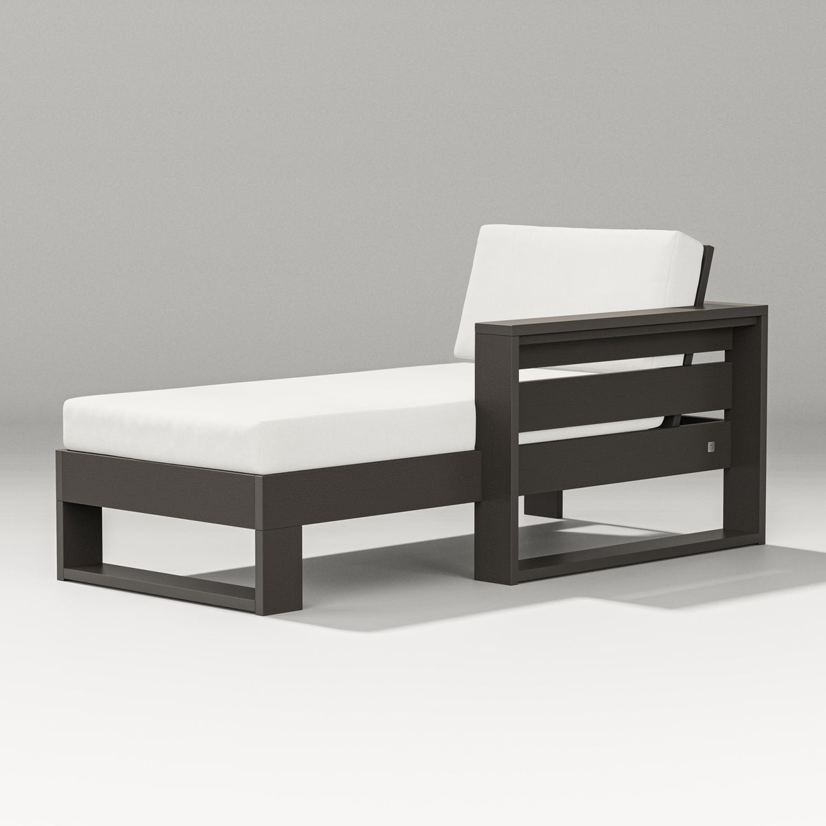 POLYWOOD Latitude Modular Right Arm Chaise in Vintage Coffee / Natural Linen