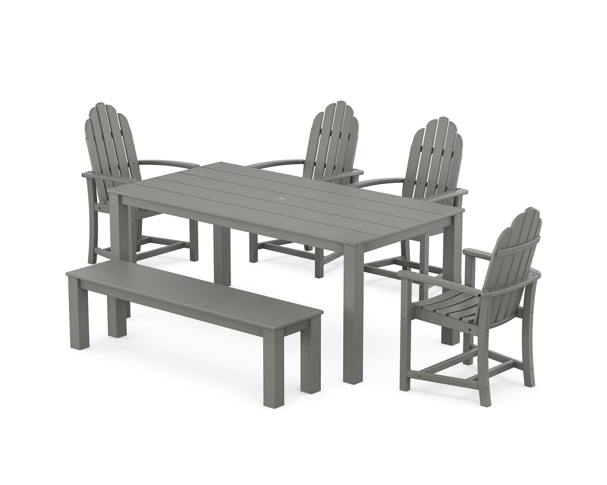 POLYWOOD Classic Adirondack 6-Piece Parsons Dining Set with Bench in Slate Grey
