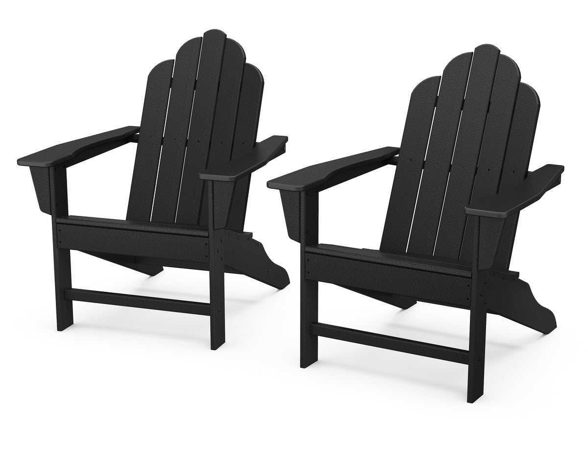 POLYWOOD Long Island Adirondack 2-Piece Set in Black