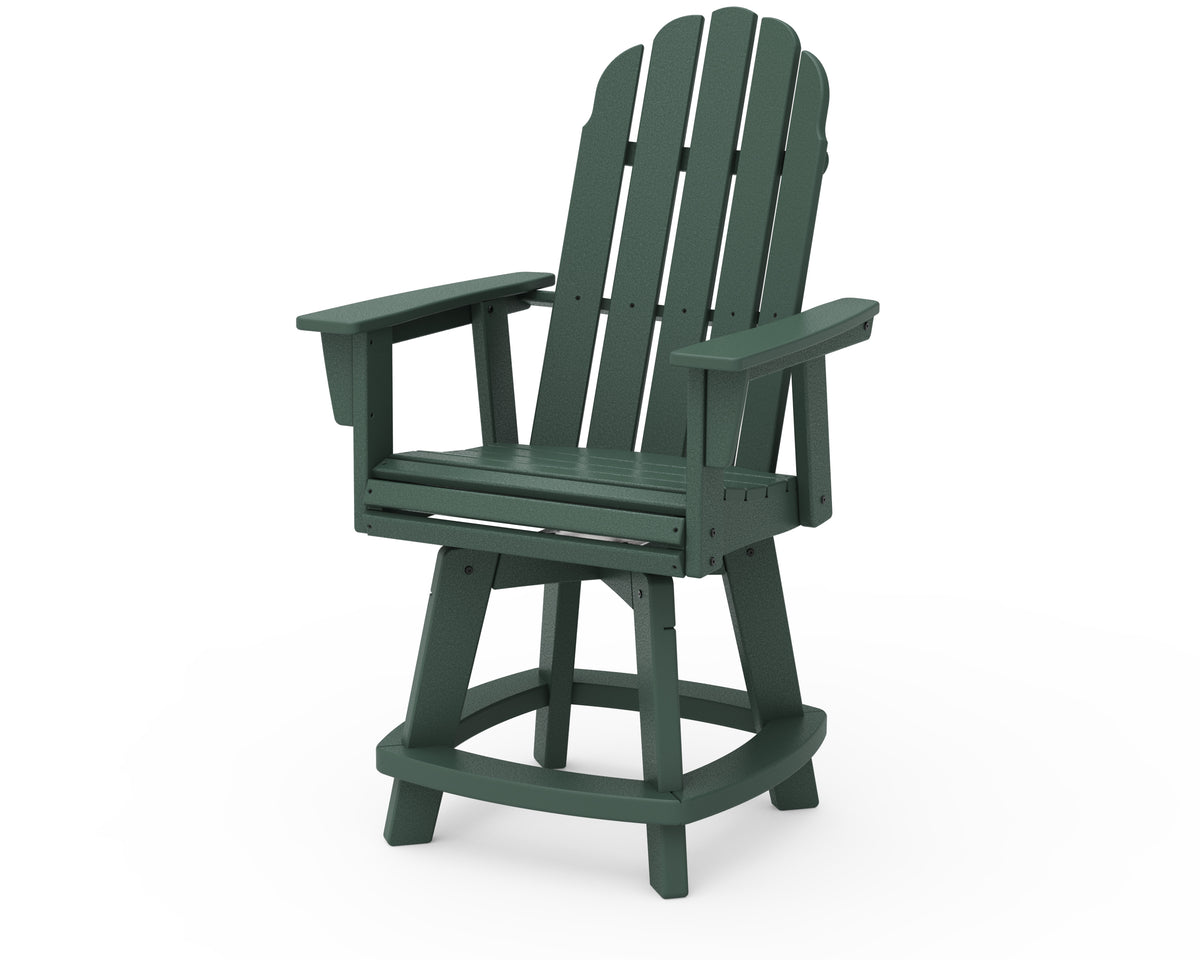 POLYWOOD Vineyard Curveback Adirondack Swivel Counter Chair in Green