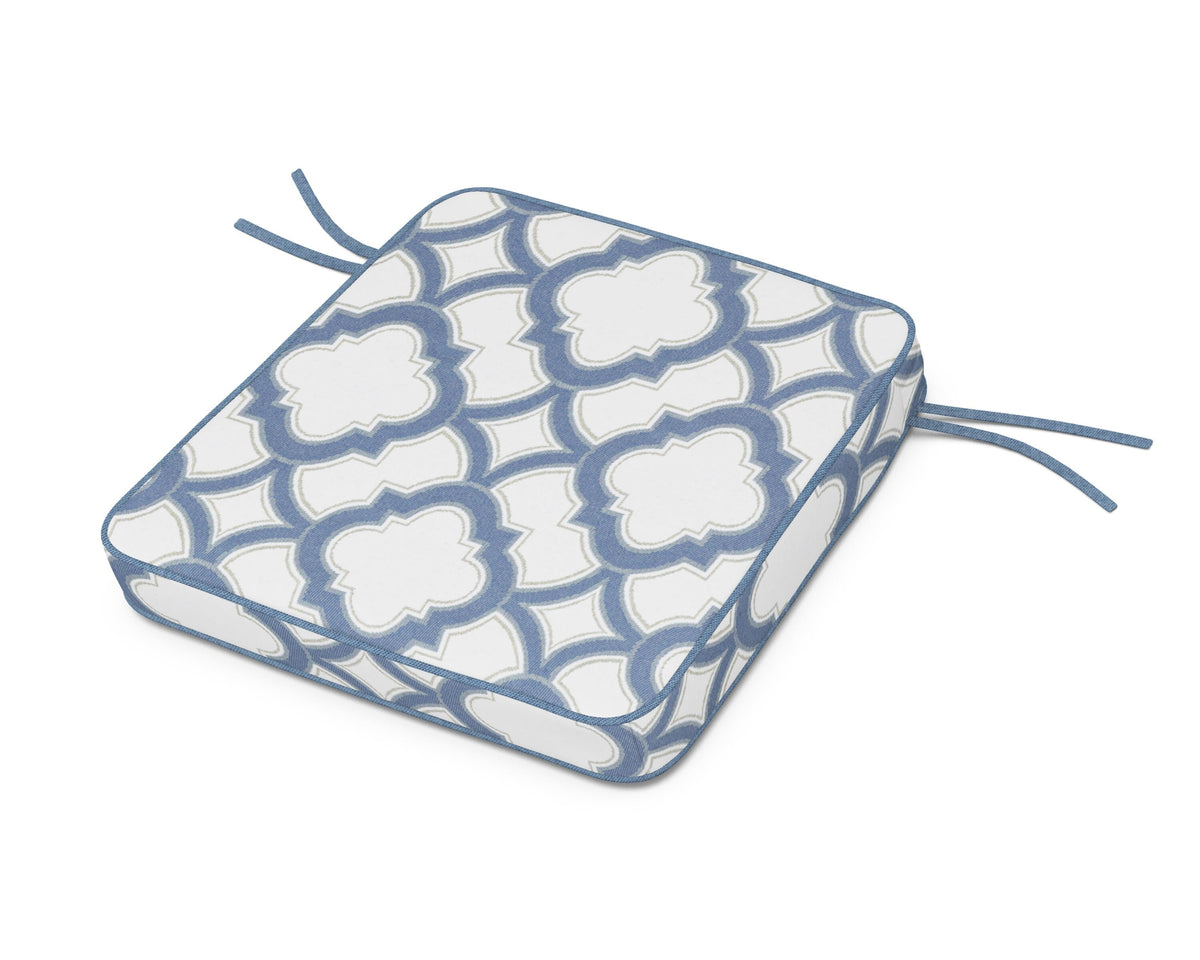 POLYWOOD Acadia Dining Arm Seat Cushion in Trellis Sky Blue