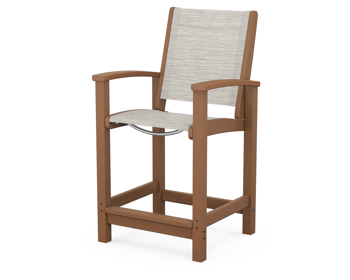 POLYWOOD Coastal Counter Chair in Teak / Birch