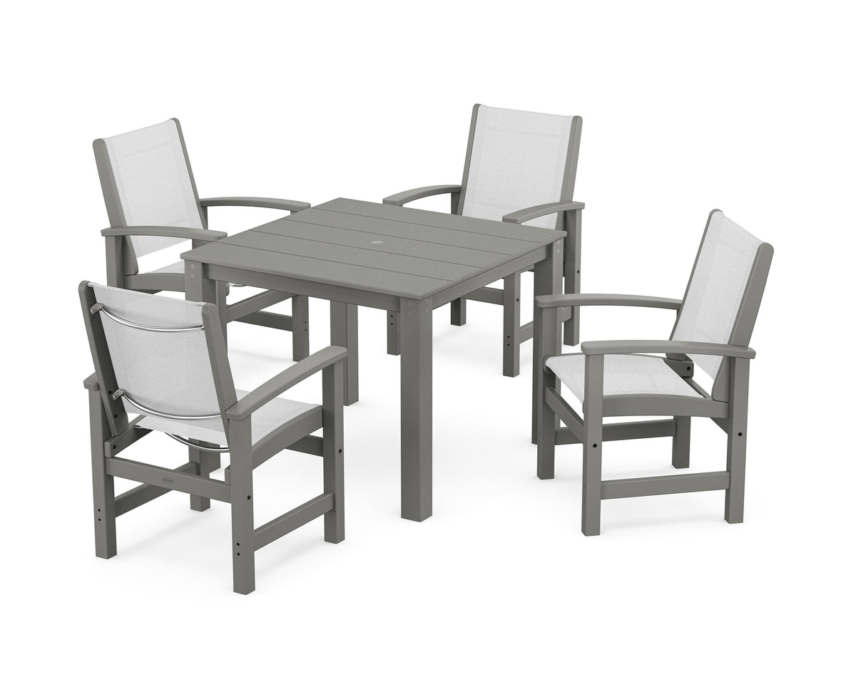 POLYWOOD Coastal 5-Piece Parsons Dining Set in Slate Grey / White