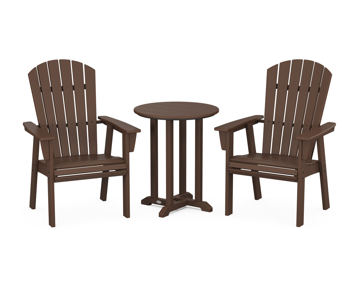 POLYWOOD Nautical Adirondack 3-Piece Round Bistro Dining Set in Mahogany