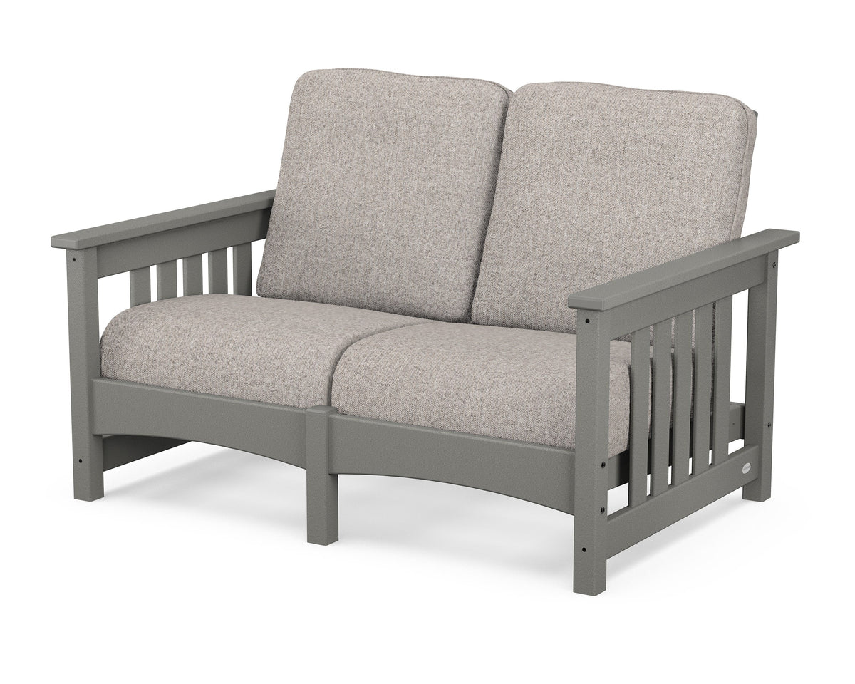 POLYWOOD Club Mission Loveseat in Slate Grey / Weathered Tweed