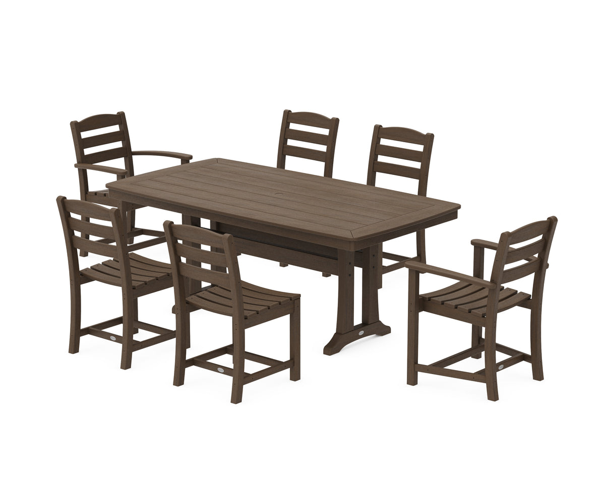 POLYWOOD La Casa Café 7-Piece Dining Set with Trestle Legs in Kona
