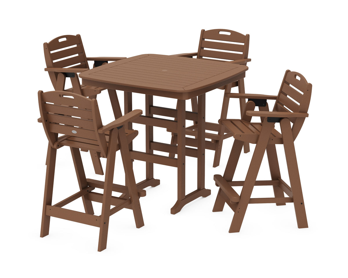 POLYWOOD Nautical 5-Piece Bar Set in Teak