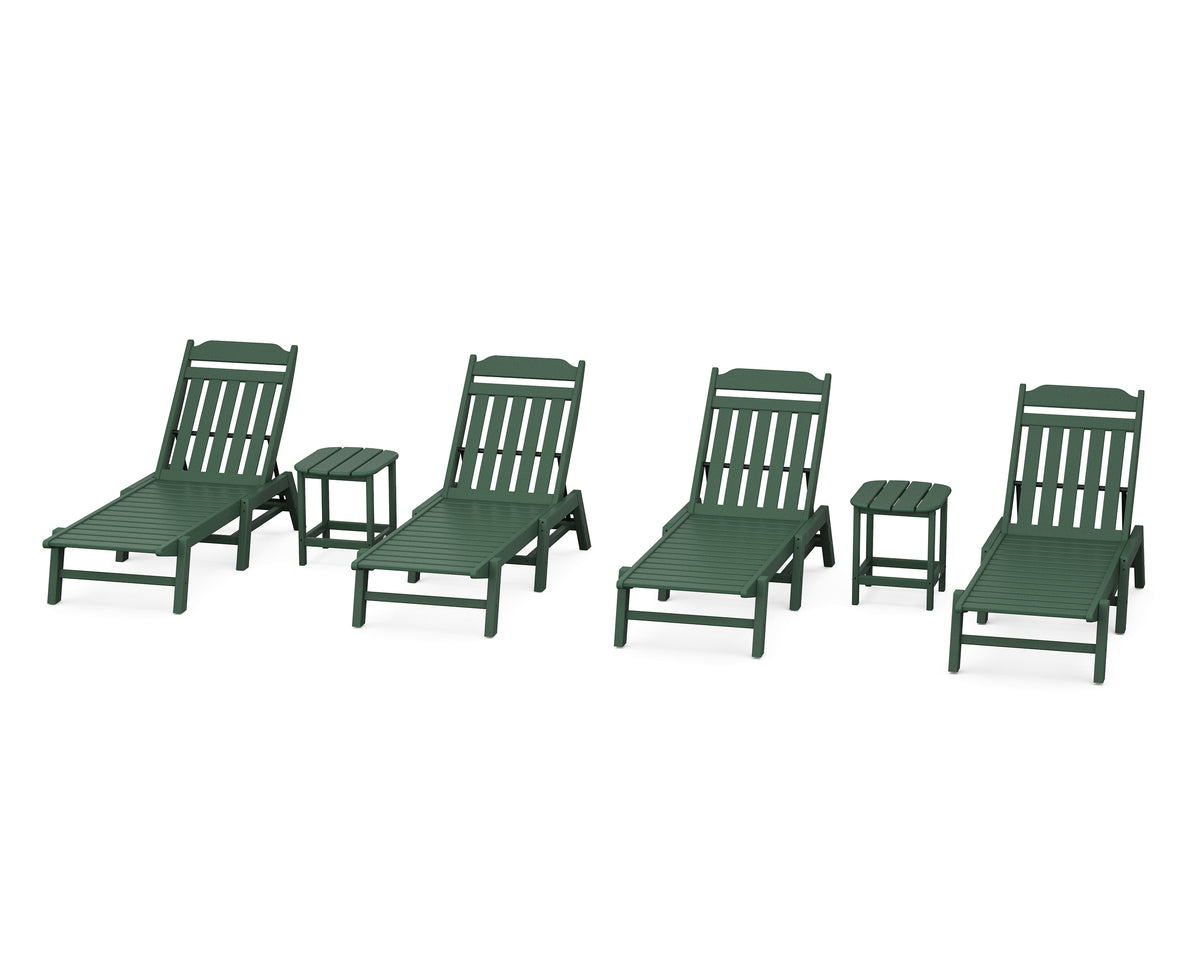 POLYWOOD Cottage 6-Piece Chaise Set in Green