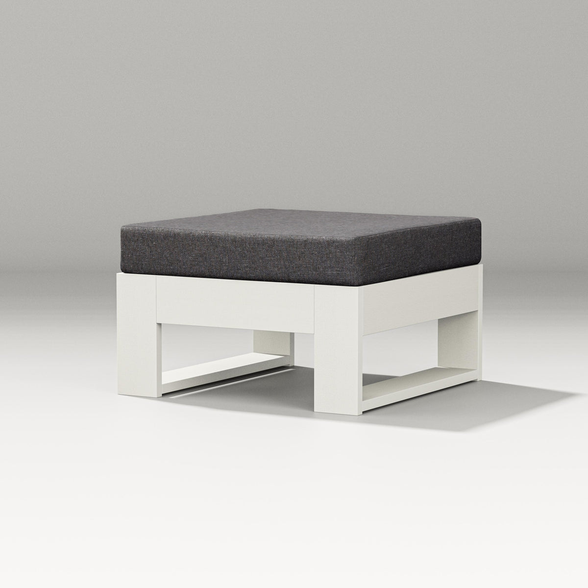 POLYWOOD Latitude Lounge Ottoman in Vintage White / Ash Charcoal