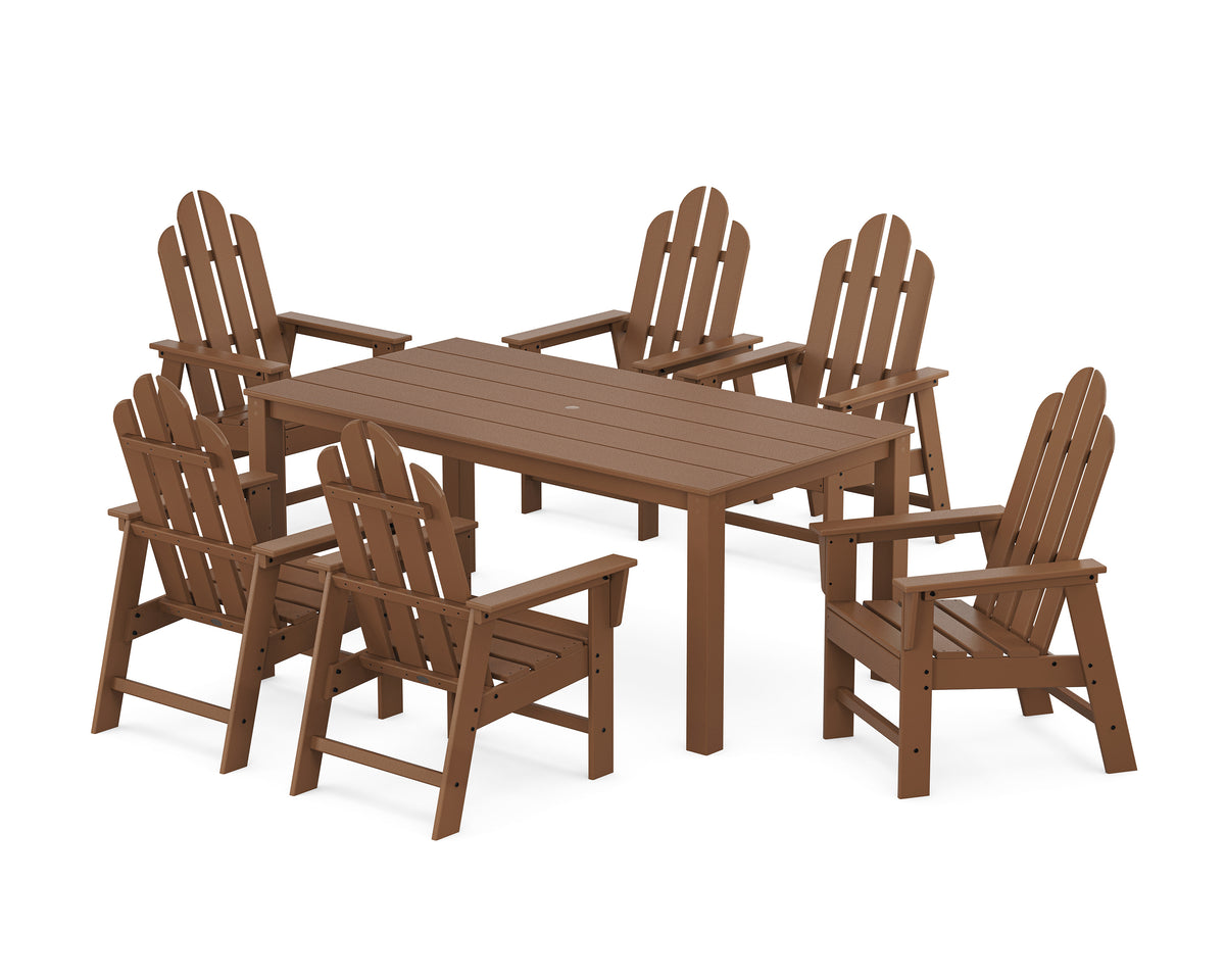 POLYWOOD Long Island 7-Piece Parsons Dining Set in Teak