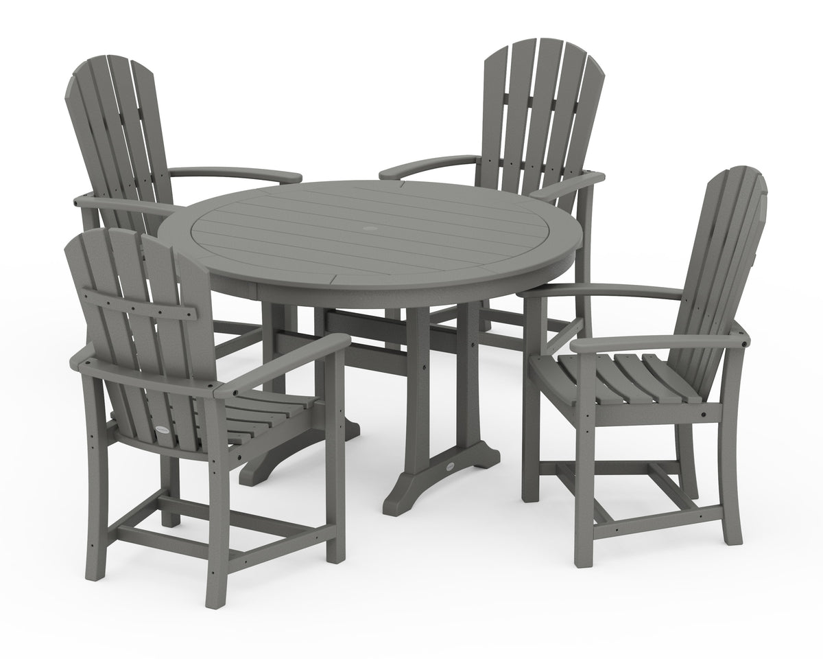 POLYWOOD Palm Coast 5-Piece Round Dining Set in Slate Grey